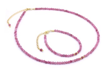 Zestaw Bransoletka i Naszyjnik Różowy Turmalin - Subtelna Elegancja