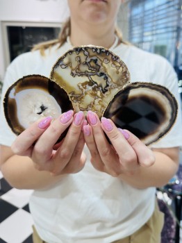 Podstawki z Agatu Brązowe Złocone