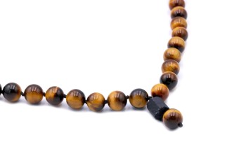 Naszyjnik Brazi Druse z Tygrysiego Oka, kule, turmalin.