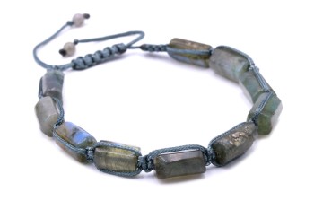 Męska bransoletka Brazi Druse Jewelry z labradorytu, sznurek, bryłki.