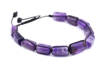 Bransoletka Ametyst Bryłki Sznurek