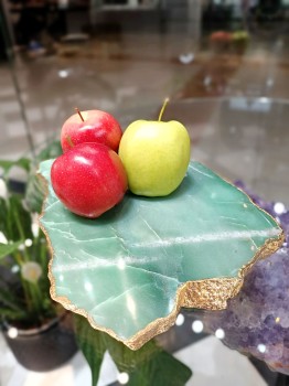 Platera z awenturynu, złocona, Brazi Druse Jewelry.