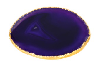 Fioletowy agatowy podstawek Brazi Druse Jewelry, złote wykończenie.