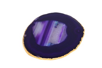 Podstawki agat fiolet złocone