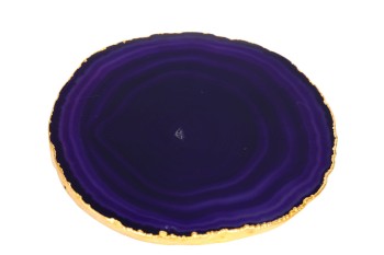 Podstawki agat fiolet złocone