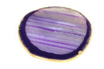 Podstawki agat fiolet złocone
