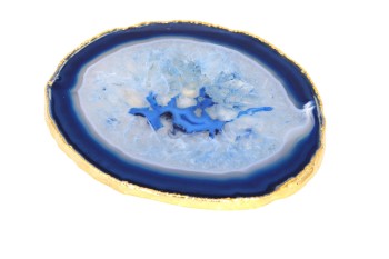 Podstawka z agatu niebieska złocona