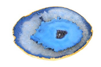 Podstawki agat niebieskie złocone