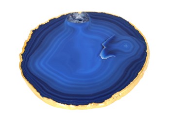 Podstawki agat niebieskie złocone