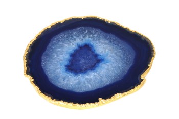 Podstawki agat niebieskie złocone