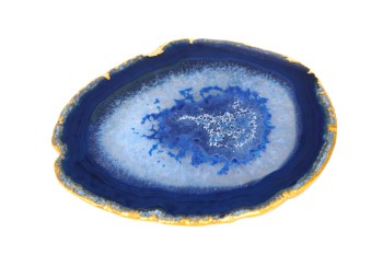 Podstawki agat niebieskie złocone