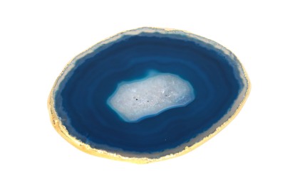 Podstawka z naturalnego agatu morskiego ze złoconymi brzegami, dekoracyjny plaster kamienia marki Brazi