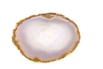 Podstawki agatowe Brazi Druse, czarne z pozłacanymi brzegami.