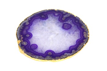 Fioletowy agat, złote podstawki Brazi Druse Jewelry.