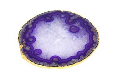 Fioletowy agat, złote podstawki Brazi Druse Jewelry.