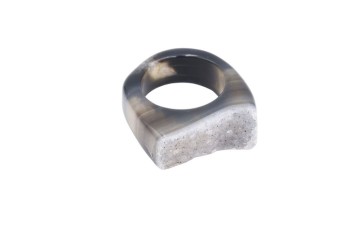 Pierścionek Agat Druza szary rozmiar 19