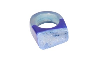 Pierścionek Agat Druza niebieski rozmiar 19