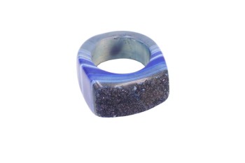 Pierścionek Agat Druza niebieski rozmiar 19