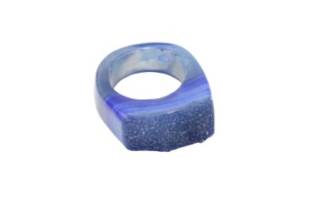 Pierścionek Agat Druza niebieski rozmiar 19
