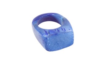 Pierścionek z niebieskiego agatu druzy, rozmiar 21.