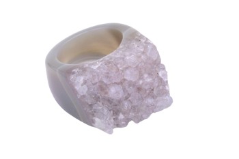 Pierścionek z agatu, druza, rozmiar 18, szlachetny, naturalny.