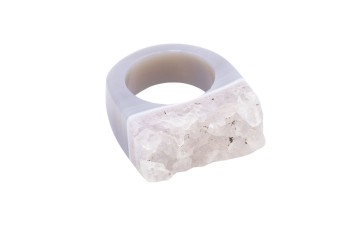 Pierścionek Agat Druza naturalny rozmiar 18