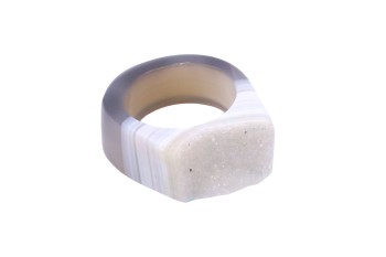 Pierścionek Agat Druza naturalny rozmiar 19