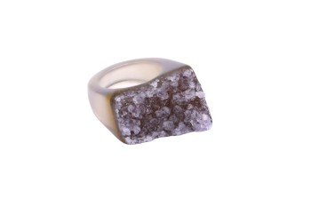 Pierścionek Agat Druza naturalny rozmiar 12