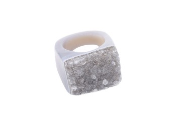 Pierścionek Agat Druza naturalny rozmiar 18