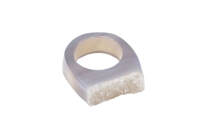 Pierścionek z naturalnego agatu o strukturze krystalicznej druzy w rozmiarze 18, biżuteria Brazi