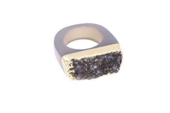 Pierścionek Agat Druza Złocony rozmiar 16