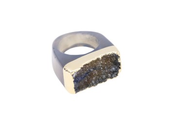 Pierścionek Brazi Druse, agat, złocona oprawa, rozmiar 18.