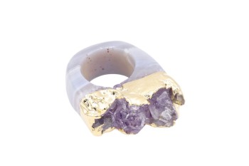 Pierścionek Ametyst Druza Złocony rozmiar 13