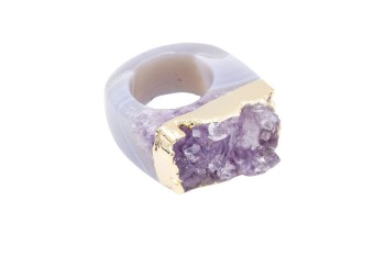 Pierścionek Ametyst Druza Złocony rozmiar 13