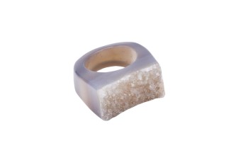 Pierścionek Agat Druza szary rozmiar 17