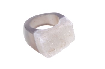 Pierścionek Agat Druza szary rozmiar 18