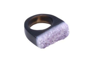 Pierścionek Brazi Druse Jewelry z ametystem, fioletowo-szary, rozmiar 25.