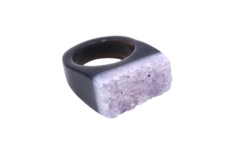 Pierścionek Ametyst Druza Czarny rozmiar 25