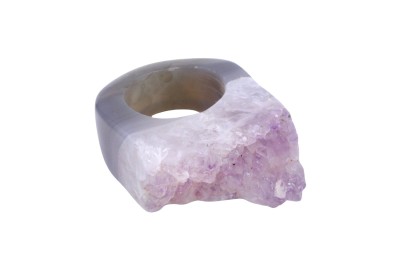 Pierścionek Ametyst Druza Brazi, rozmiar 12, fioletowo-szary, surowy.