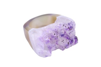 Pierścionek Ametyst Druza rozmiar 18, fioletowy, surowy.