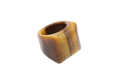 Pierścionek z naturalnego tygrysiego oka o uwarstwionej strukturze, unikalna biżuteria Brazi