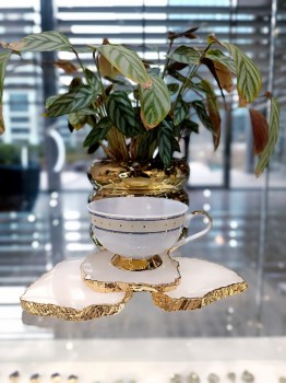 Podstawki Brazi Druse z Kryształu Górskiego, złocone.