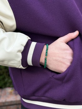 Męska bransoletka z koralików malachitu i hematytu na nadgarstku, biżuteria Brazi