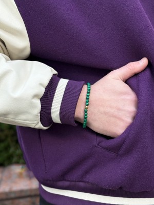 Męska bransoletka z koralików malachitu i hematytu na nadgarstku, biżuteria Brazi