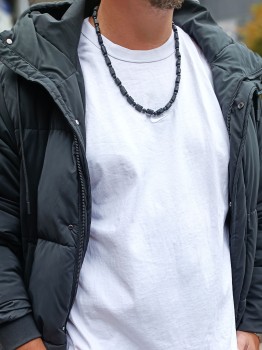 Naszyjnik Męski Turmalin Bryłki Mat i Lawa