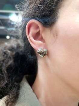 Kolczyki Piryt surowy, sztyfty. Brazi Druse Jewelry.  Oryginalna oprawa.