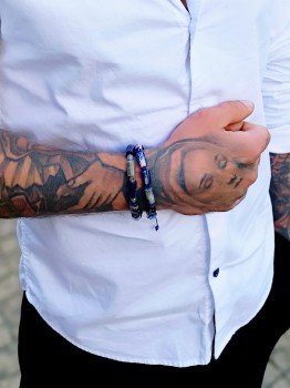 Bransoletka z bryłek sodalitu i szlifowanego labradorytu w zestawie z inną biżuterią męską Brazi