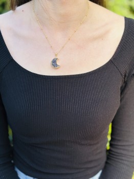 Naszyjnik Ametyst Księżyc złocony