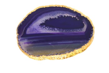 Podstawki agat fiolet złocone