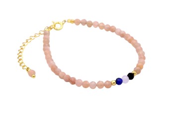 Bransoletka z naturalnych kamieni ze złotym zapięciem i przedłużką, biżuteria Brazi